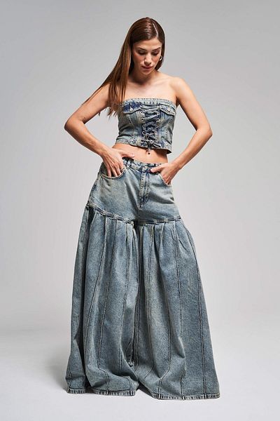 its basic Blugi de damă, culoare 4S5-75, cu picior de elefant, 100% bumbac, design denim