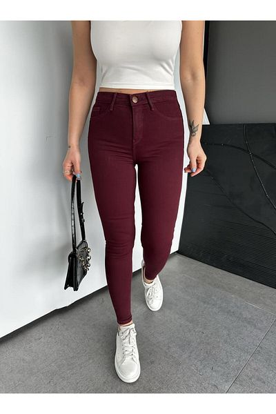 Zerrincan Giyim Claret red Stretch Fabric Shaping / Sculpting original jean