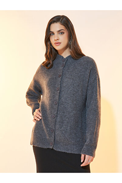 Styli Longline Front Button Placket Knitted Cardigan