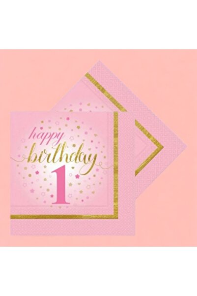 Behind party store منديل وردي بتفاصيل ذهبية عمر سنة واحدة 20 قطعة