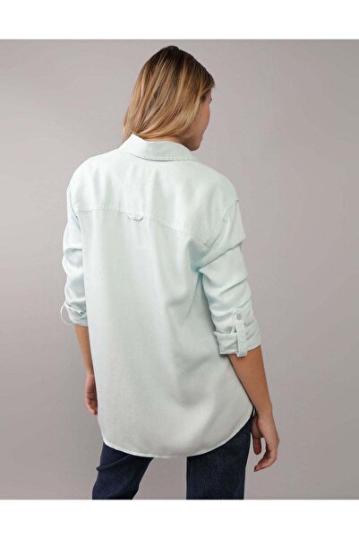 AMERICAN EAGLE AE Bestie Long-Sleeve Button-Up Shirt