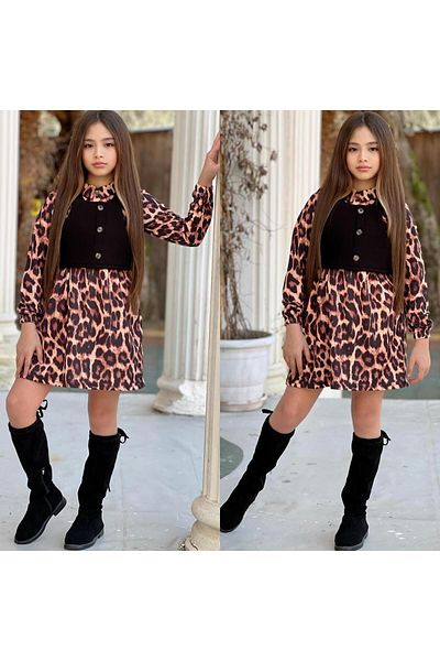 Ysferbutik Rochie pentru fete cu imprimeu leopard