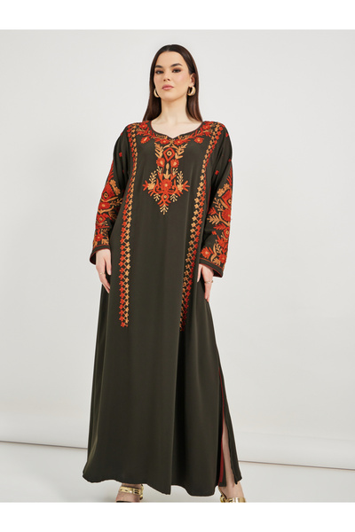 Maxim Creation By Styli Embroidered Notch Neck Kaftan