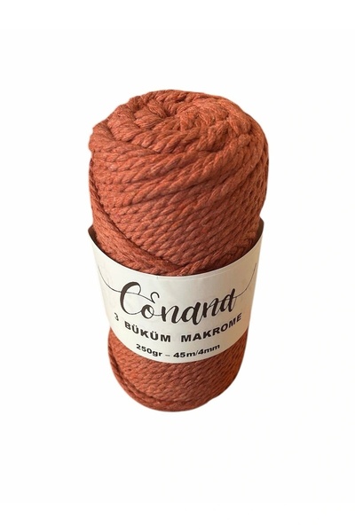 CONANA 3 Büküm 4mm Makrome İpi  (250gr-45m) Pamuk (1 Adet) KİREMİT