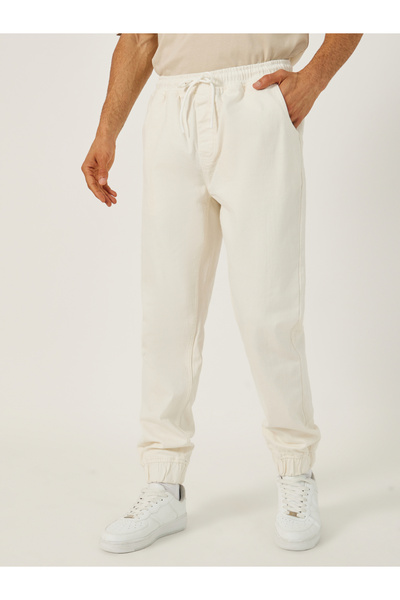 Cream بنطال رياضي ضيق متوسط الارتفاع مع رباط