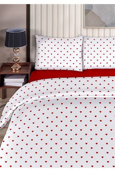 Evim Lovely 100% Cotton Akfil Cotton Double Duvet Cover Set 200X220Cm Blood Red