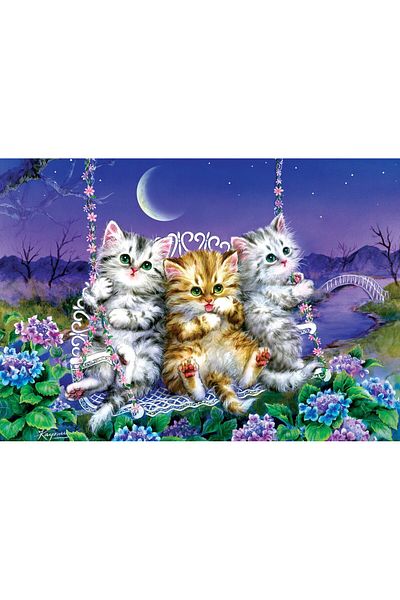 Art Puzzle Kittens Swinging in the Moonlight 500 Pieces