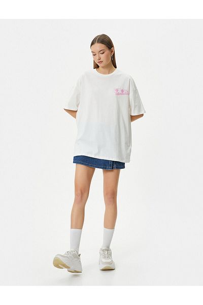 Koton Tricou anime imprimat pe spate, cu mâneci scurte, cu decolteu, din bumbac