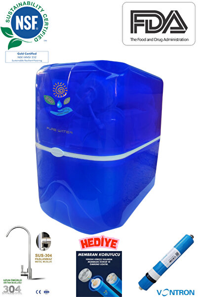 ULUCAY AQUA Su Arıtma Cihazı Mavi Şeffaf 8 Litre Tanklı Vontron Membranlı Nsf...
