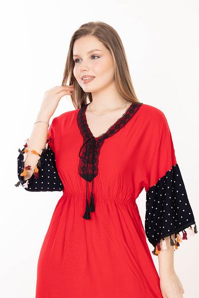 mervemoda Women's Summer Short Sleeve Woven Dress