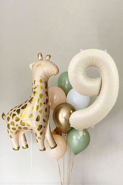 Atölye Mi Giraffe Balloon Cream Age Balloon 15 Piece 9 Year Birthday Balloon Set