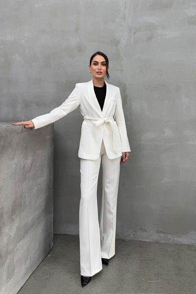 spirituel Women's double belted blazer jacket pants set