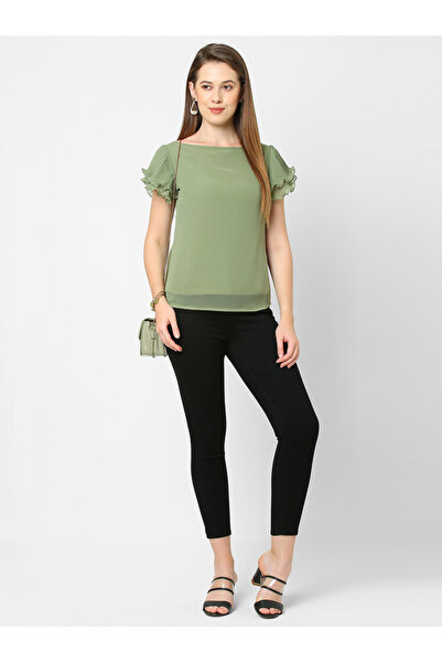 Mish By Styli Layered Plisse Sleeves Georgette Top