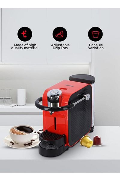 Geepas Capsule Coffee Machine – Single Serve Brewer, 0.65L, Quick Brew, One-Touch, 2-Year Warranty