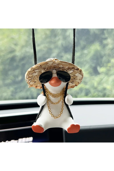 Choice xhcmyjxl قلادة سيارة على شكل بطة صغيرة لطيفة على شكل أنمي معلقة في مرآ...