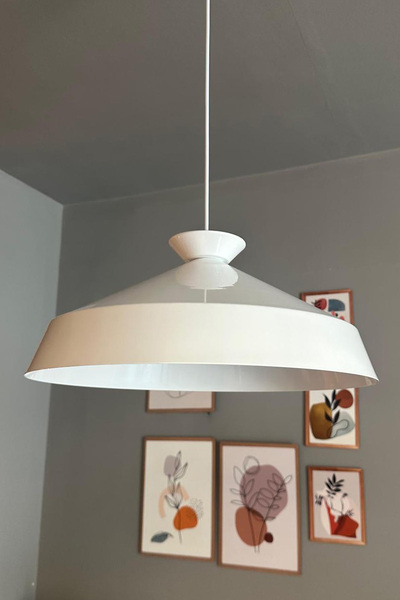 Bamyum Lema Beyaz Tekli Avize Beyaz Tabak Başlık Sarkıt Lamba Restoran Cafe Salon Avizeleri