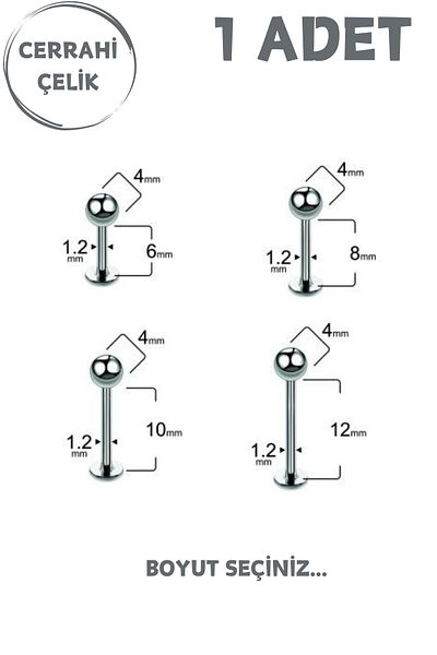 Blisse Piercing Unisex Surgical Steel 4mm Bulk Labret Tragus Helix Piercing