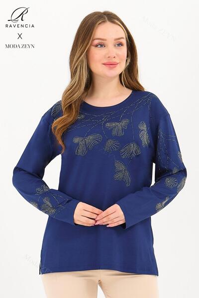 Ravencia Bluză din viscoză Indigo Lycra pentru vârste mijlocii și peste - Gon...