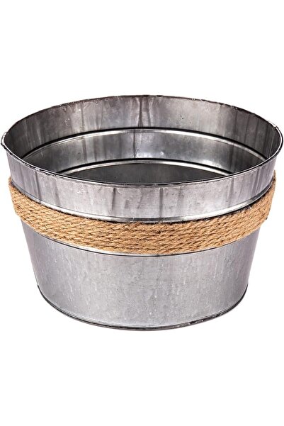 AKDC دلو من الصفيح 27سم × 27سم × 16سم فضي