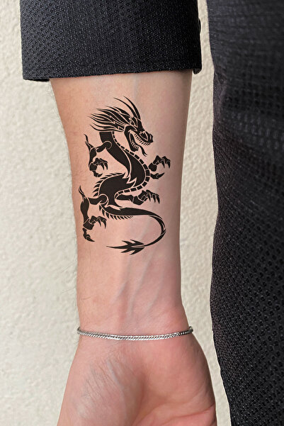 BiWini Siyah Ejderha Geçici Dövme Tattoo Bilek Kol Bacak Ve Göğüs Arası Erkek Kadın