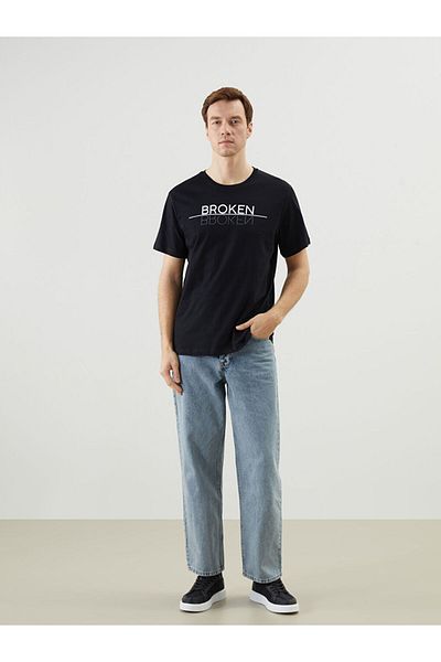 LC Waikiki New Season Crew Neck Κοντό μανίκι εμπριμέ χτενισμένο βαμβακερό ανδρικό Tisort - S5HS47Z8