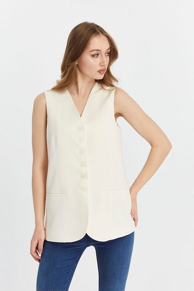 Bolivente Women's Buttoned Regular Lined Woven Vest