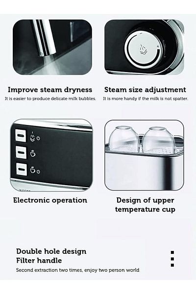 sonashi 2-in-1 Coffee Maker – 850W, Touch Button, Ulka Italy Pump, Steam Nozzle,Overheat Protection