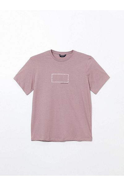LC Waikiki New Season Crew Neck Κοντό μανίκι εμπριμέ χτενισμένο βαμβακερό ανδρικό Tisort - S5KU23Z8