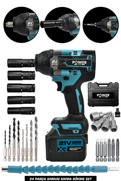 POWER BLACK 800 Nm Somun Sökme 15 Pilli Çift Batarya