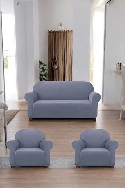 MADAME BELLA Lycra Pitikare Pattern Sofa Cover, Gray Elastic Flexible Washable Sofa Fountain