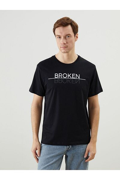 LC Waikiki New Season Crew Neck Κοντό μανίκι εμπριμέ χτενισμένο βαμβακερό ανδρικό Tisort - S5HS47Z8
