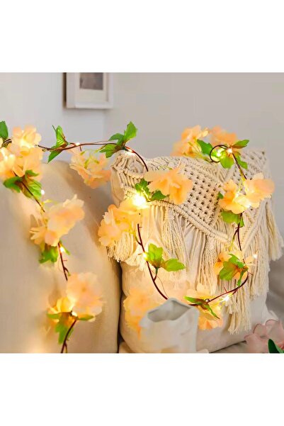 tml temalife 2,20 cm Yapay Kiraz Çiçek sarmaşık ve 3 m Peri Led Düğün Ev ve Parti Dekoru (Piller Dahil Değildir)