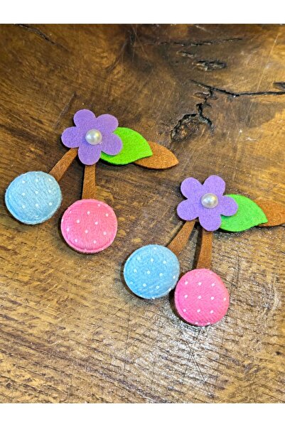 Gönülden Tasarım 2 Lİ KEÇE KABARTMA RENKLİ KİRAZ ARMA DİKİŞ AKSESUARI 7X6 CM ...