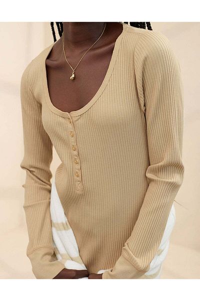 AMERICAN EAGLE Aerie Essential Henley Layering T-Shirt