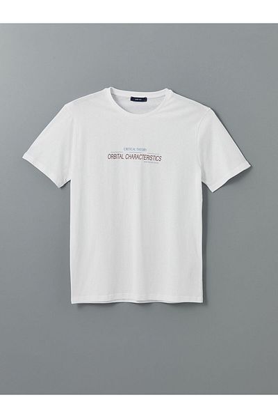 LC Waikiki Tricou pentru bărbați din bumbac pieptănat cu mânecă scurtă cu decolteu și imprimeu de sezon nou - S5KL55Z8
