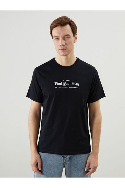 LC Waikiki New Season Crew Neck Κοντό μανίκι εμπριμέ χτενισμένο βαμβακερό ανδρικό Tisort - S5HS48Z8
