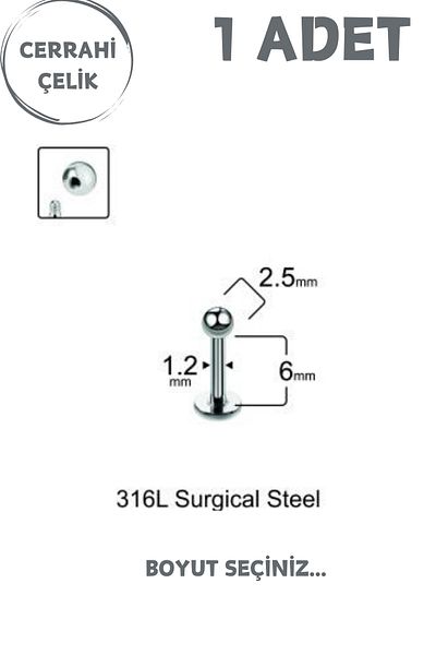 Blisse Piercing Unisex Surgical Steel 2.5mm Bulk Labret Tragus Helix Piercing