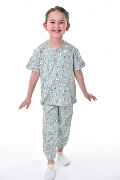 bunny hopp Set pijamale de vară din bumbac pentru fete – imprimeu floral, mân...