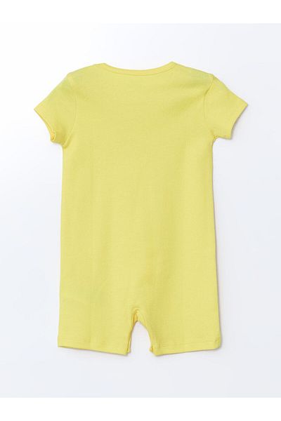 LC Waikiki Lcw Eco Yellow Crew Neck Printed Baby Boy Romper