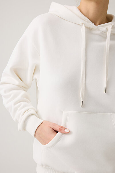 Los Ojos Φούτερ με φαρδιά εφαρμογή εκρού με κουκούλα