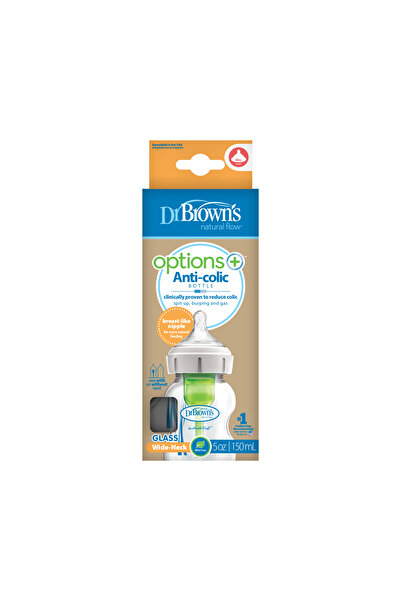 Dr.Brown's 150 ml Geniş Ağız Antikolik Options+ Cam Biberon, Tekli Paket