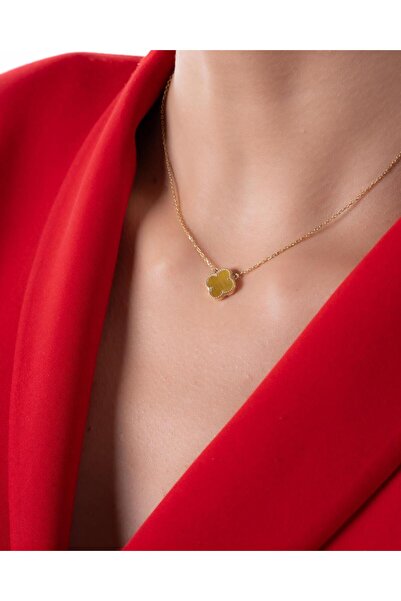 YCL JEWELLERY 8 Ayar Altın Karamel Yonca Kolye
