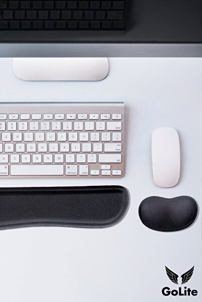 GoLite Klavye ve Fare Bilek Desteği Seti Ergonomik & Konforlu Memory Foam Kaymaz Taban Bilek Yastığı- Siyah