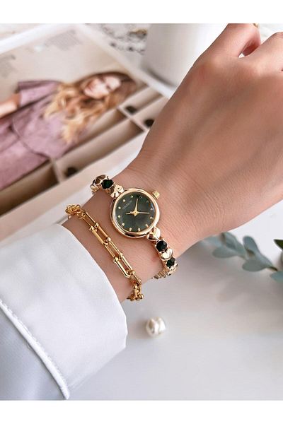 Coliseum Vintage Serial Stone Wristwatch and Bracelet as Gift Cl8745.C03