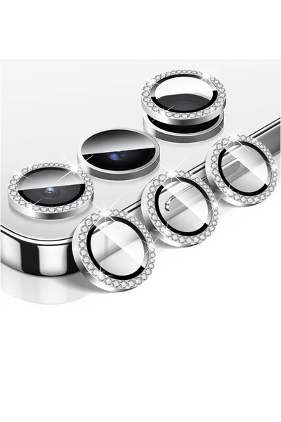 Solid Galaxy A25 Uyumlu Taşlı Parlak Kamera Lens Koruyucu Cam ve Çerçeve Kamera Koruma Lensi