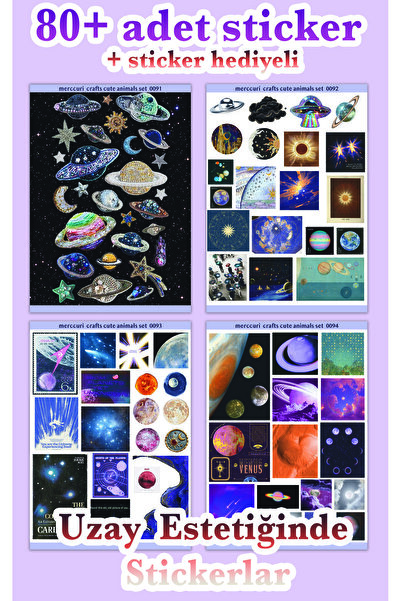 merccuri crafts مجموعة ملصقات مكونة من 4 قطع (80+ قطعة) من الملصقات الجمالية ...