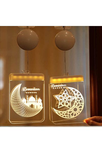 Generic مصباح LED ثلاثي الأبعاد قابل للتعليق – زينة إضاءة رمضانية