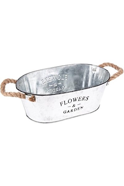 AKDC وعاء زهور معدني 16سم × 28سم × 10سم فضي