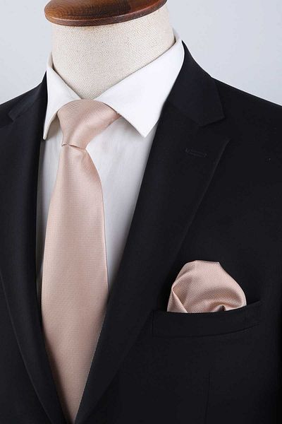 Kravatkolik Beige Dot Pattern Classic Tie with Handkerchief Kk9203