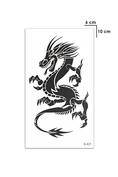 BiWini Siyah Ejderha Geçici Dövme Tattoo Bilek Kol Bacak Ve Göğüs Arası Erkek...